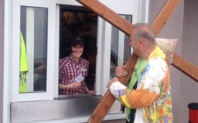 Walk through McDonalds in Ireland with a Cross